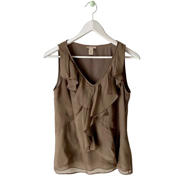 J. Crew Tops - J. Crew 100% Silk Ruffled Tank Top Size 2
